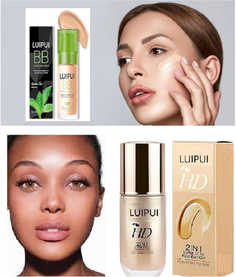 Luipui SOFT & GENTLE FOUNDATION (30ML) & SUPER LSTING FOUNDATION (60ML) PACK OF 2 Foundation(NATURAL BEIGE, NATURAL BEIGE, 30 ml)