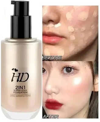 Yuency 2 IN 1 HD Matte +Pore less Liquid  Foundation(BEIGE, 60 ml)