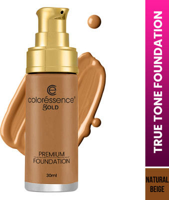 COLORESSENCE True Tone Full Coverage Foundation for Even Skintone|Lightweight & Waterproof B8 Foundation(Natural Beige, 30 ml)