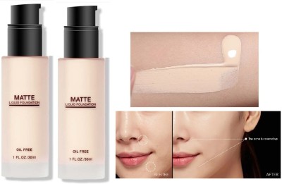 Latixmat Foundation Full Face Coverage Makeup for Women Foundation Pack Of 2 Foundation(Ivory, 60 ml)