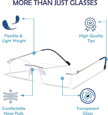 Redex Rimless (+3.00) Rectangle Reading Glasses(55 mm)