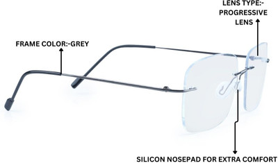 Redex Rimless (+1.25) Square Reading Glasses(55 mm)