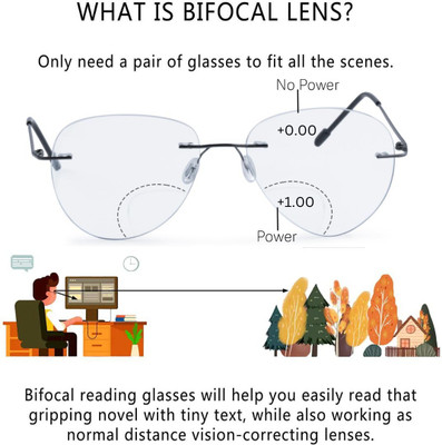 Redex Rimless (+1.50) Aviator Reading Glasses(55 mm)