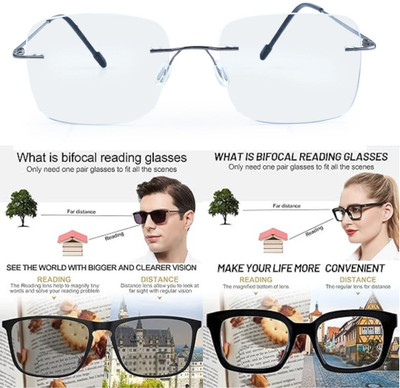 Redex Rimless (+1.50) Square Reading Glasses(55 mm)
