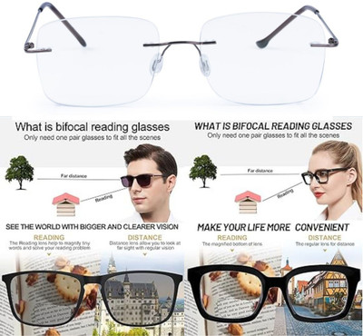 Redex Rimless (+1.00) Square Reading Glasses(55 mm)