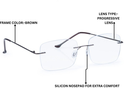 Redex Rimless (+2.25) Square Reading Glasses(55 mm)