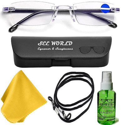 See World Rimless (+2.00) Rectangle Reading Glasses(140 mm)