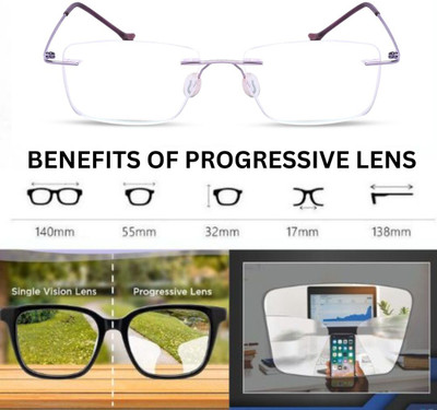 Redex Rimless (+1.75) Rectangle Reading Glasses(55 mm)