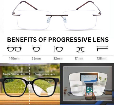 Redex Rimless (+2.75) Rectangle Reading Glasses(55 mm)