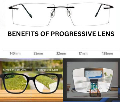 Redex Rimless (+1.25) Rectangle Reading Glasses(55 mm)