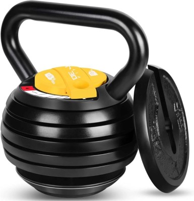 ABB INITIO Adjustable Weight Kettlebell, 2.1 kg to 18 kg, suitable for both men and women. Black Kettlebell(18 kg)