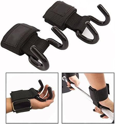 SIMESTICH Weight Lifting Hook Grip Strength Metal Dual Hook Deadlift Pull-Up Wrist Support Wrist Support(Black)