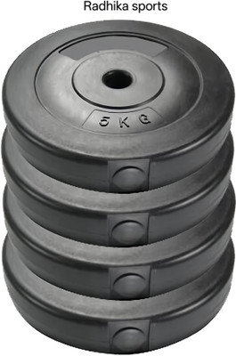 Radhikasports 20 Kg (4*5)PVC Weight Plate (Best Quality for Home Usage) Black Weight Plate(20 kg)