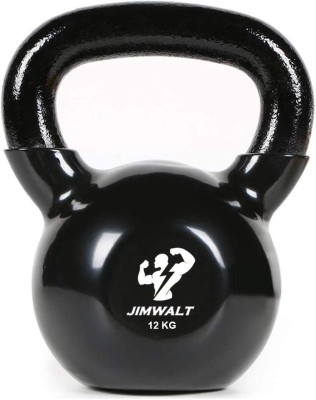 JIMWALT The Indian Made Premium Half Coated Vinyl Cast Iron Black Kettlebell(12 kg)