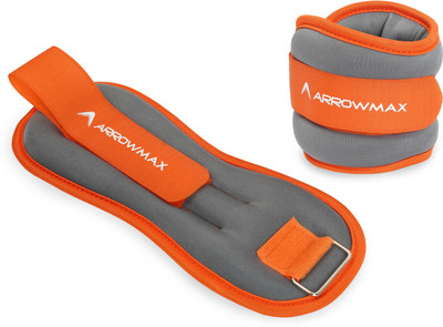 ArrowMax Adjustable Ankle/Wrist Weights with breathable material for training (o.5kg x 2pc) Orange Ankle & Wrist Weight(0.5 kg)