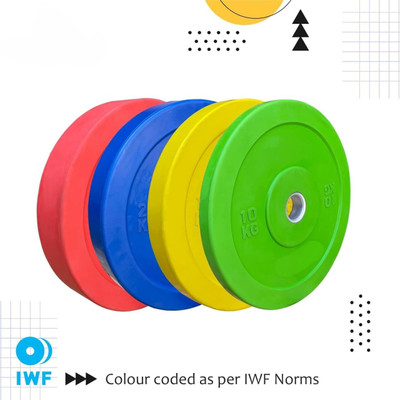 YMD Olympic Bumper Plates 10KGX2pc | Rubber Bumper Weight Plates with 50 mm Dia Multicolor Weight Plate(20 kg)