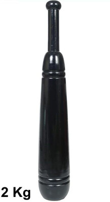 NA Sports Wooden Teper Design Mugdar 2Kg - Indian Club Gada for Home Workout Black Indian Clubs(2 kg)