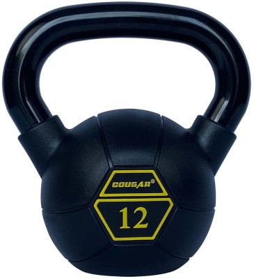 COUGAR MAX PVC Cast Iron Kettlebell Fixed Weights for Home & Gym Fitness Workout Black Kettlebell(12 kg)