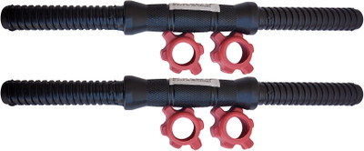 BOLDUP Pvc Dumbbel rod for Home Workout with star nuts 14 Inch 2 pc Black Bar Lock(0.25 kg)