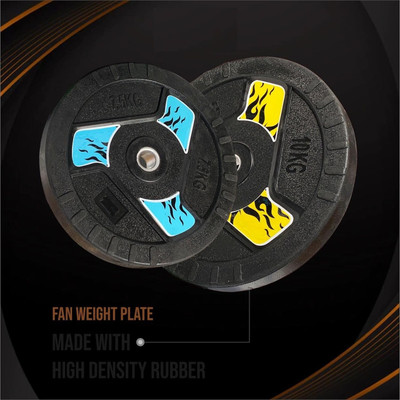YMD Fan Design Rubber Plates (10kg x 2) 31mm Compatible with Home Gym & Barbell Rod Black Weight Plate(20 kg)