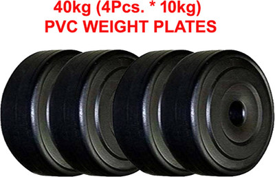 COGNANT FITNESS 40kg (4 * 10kg) PVC Weight Plates - BEST & ECONOMICAL IN PRICE Black Weight Plate(40 kg)