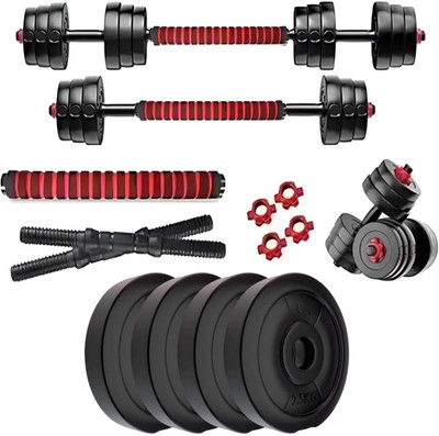 WILORA 20KG (2KG X 4+3KG X 4) Dumbbell Set,Connector Rod, Combo Adjustable Gym Set Black Bar & Plate Combo(20 kg)
