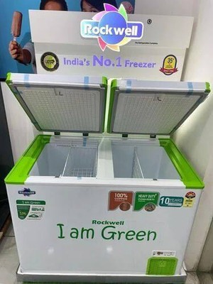 Rockwell 350 L Double Door Standard Deep Freezer(White, Green, 350DDUCGFR, Green/White, 350 L, Convertible Freezer, 5 Star)