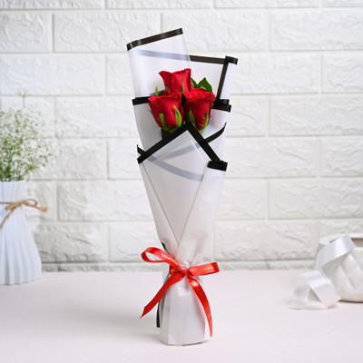 Live Flower Bouquet of 3 Red Roses Flowers Fresh Live Flower Bouquet of 3 Red Roses Flowers Roses Bouquets(3 Flowers)