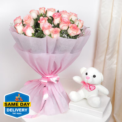 Fresh Live 20 Pink Roses Flowers Bouquet In Paper Packing With Cute Teddy Bear Fresh Fresh Live 20 Pink Roses Flowers Bouquet In Paper Packing With Cute Teddy Bear Rose Bouquets(20 Flowers) Fresh Live 20 Pink Roses Flowers Bouquet In Paper Packing With Cute Teddy Bear Fresh Fresh Live 20 Pink Roses Flowers Bouquet In Paper Packing With Cute Teddy Bear Rose Bouquets(20 Flowers)