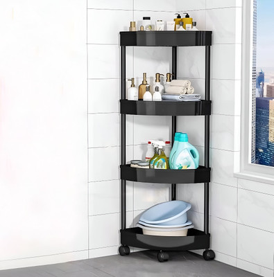 HOMANTA Multi-Purpose Cornar Storage Organizer 4-Tier Rack with Wheel Bathroom & Office Plastic Kitchen Trolley(DIY(Do-It-Yourself))