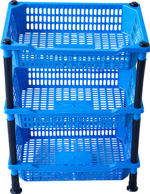 DM PLUS Plastic Fruit & Vegetable Basket(Multicolor)