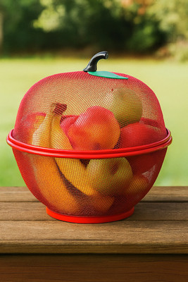 BHUMI ENTERPRISE Apple Shape Net Fruits & Vegetables Basket for Kitchen, Fruit Basket Stainless Steel Fruit & Vegetable Basket(Red)