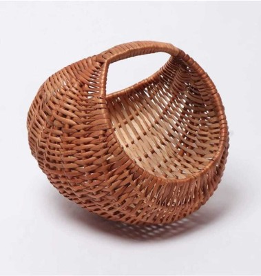 STARTRADER Round Shape Bamboo Fruit Basket with Handle Bamboo Fruit & Vegetable Basket(Brown)