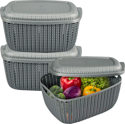 KUBER INDUSTRIES Plastic Fruit & Vegetable Basket(Grey)