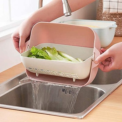 JIYANSH UNIQUE Rotating Multi functional Washing Vegetables and Fruit Draining basket Plastic Fruit & Vegetable Basket(Pink)