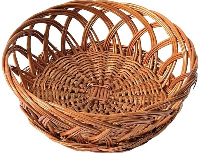 Aleena creations Round Jali Cane Flower/Gift Hampers/Kitchen Baskets Multiuse, 9x9x5 in(Set of 1) Bamboo Fruit & Vegetable Basket(Brown)