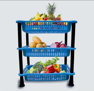 Ramdev Enterprise Ramdev Enterprise Fruits & Vegetable basket 3layer Blue Plastic Fruit & Vegetable Basket(Blue)