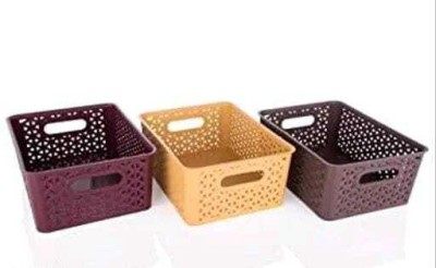 SHREEJI DESIGN HUB Plastic Fruit & Vegetable Basket(Brown)
