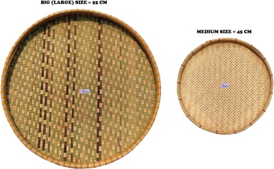 SSunshiine Bamboo handicraft decoration tray, sieve, Dula, Dala, Kulo Bamboo Fruit & Vegetable Basket(Yellow)