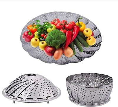 BHANUSH ZONE Steamer Steamer Retractable Foldable Multipurpose Fruit Bowl Steamer Stainless Steel Fruit & Vegetable Basket(Steel)
