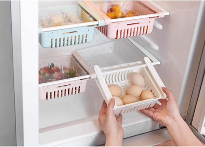 Inditradition Expandable Hanging Fridge Tray, Refrigerator Food Storage Organizer Pack of 2 Plastic Fruit & Vegetable Basket(Multicolor)