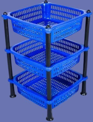 VYOM ENTERPRISE multistack pro 3 Plastic Fruit & Vegetable Basket(Blue)