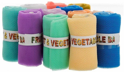 Home Organize Pack of 6 Mesh Fridge Bags Reusable/ Storage Bag for Fruits & Vegetable with Zip Nylon Fruit & Vegetable Basket(Multicolor)
