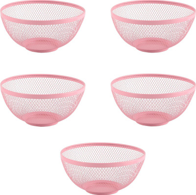 KUBER INDUSTRIES Pack of 5 Multipurpose Mesh Fruit Basket For Dining Table | HW-14-PNK | Pink Stainless Steel Fruit & Vegetable Basket(Pink)