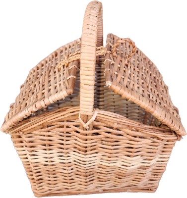 SHIFA Wooden trending picnic tokri with handle Wooden Fruit & Vegetable Basket(Brown)