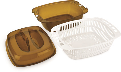 Nabhya 2 in 1 Multi Use Radiant Fruit & Vegetable Strainer And Plastic Fruit & Vegetable Basket(Brown)