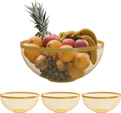 KUBER INDUSTRIES Iron Fruit & Vegetable Basket(Gold)