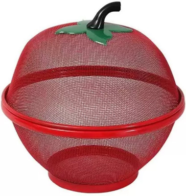 AwesomeProducts Apple Shape Fruit & Vegetable Basket With Protective Lid Steel Fruit & Vegetable Basket(Red)