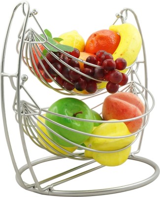 AJAAQI Stainless Steel 2 Step Swing Fruit & Vegetable Basket for Kitchen Made in India Stainless Steel Fruit & Vegetable Basket(Silver)
