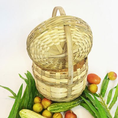 CFHHIMALYA CFHBASKET001 Bamboo Fruit & Vegetable Basket(Gold)